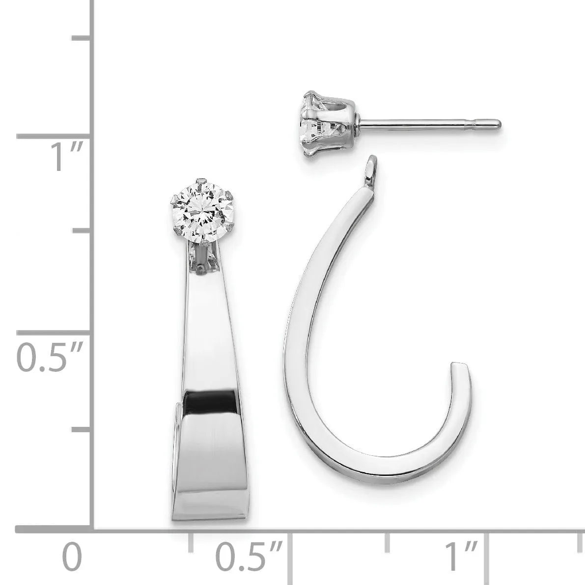 14k White Gold J Hoop Earring Jackets with C.Z Earrings