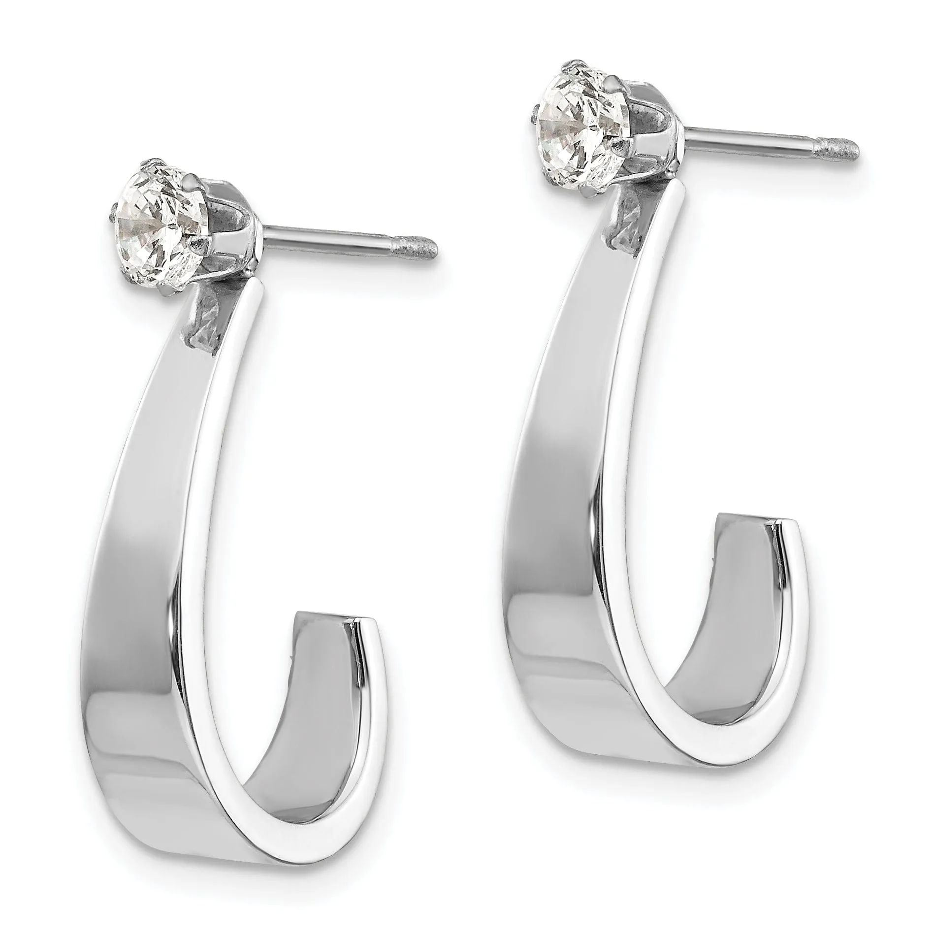 14k White Gold J Hoop Earring Jackets with C.Z Earrings