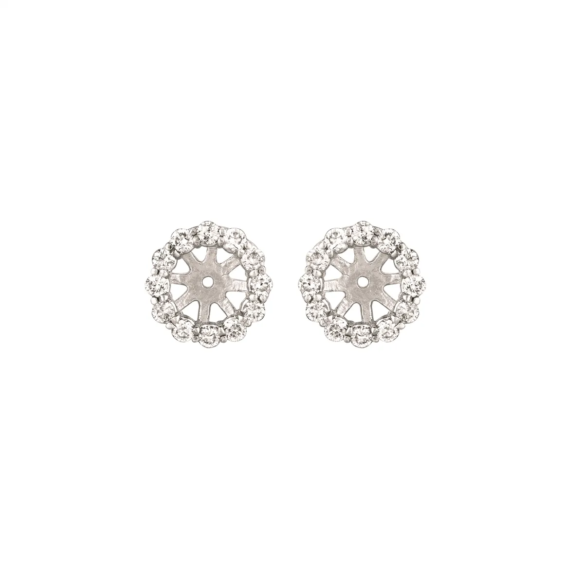 14K White Gold Round Diamond Earring Jackets