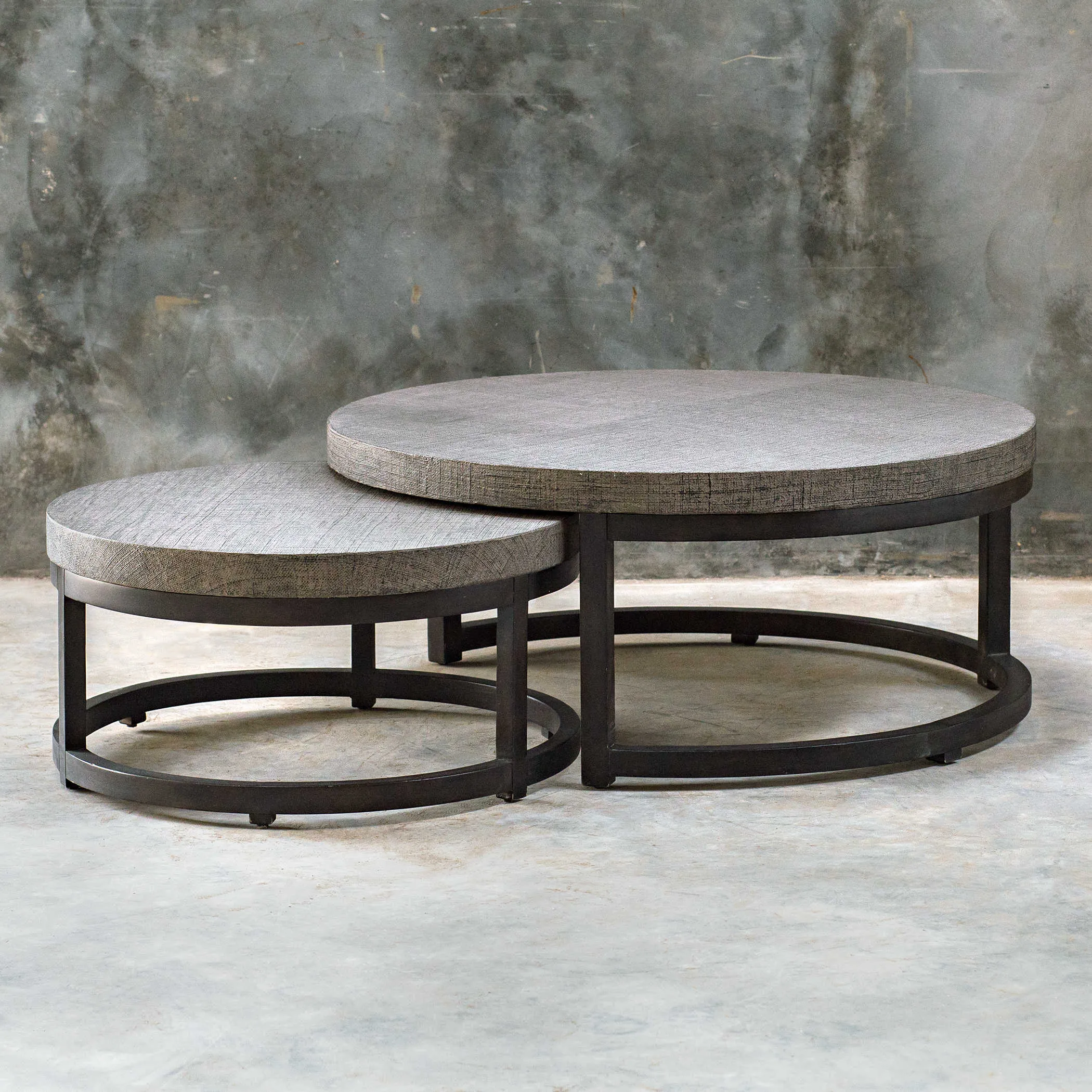 Aiyara Gray Nesting Tables, S/2