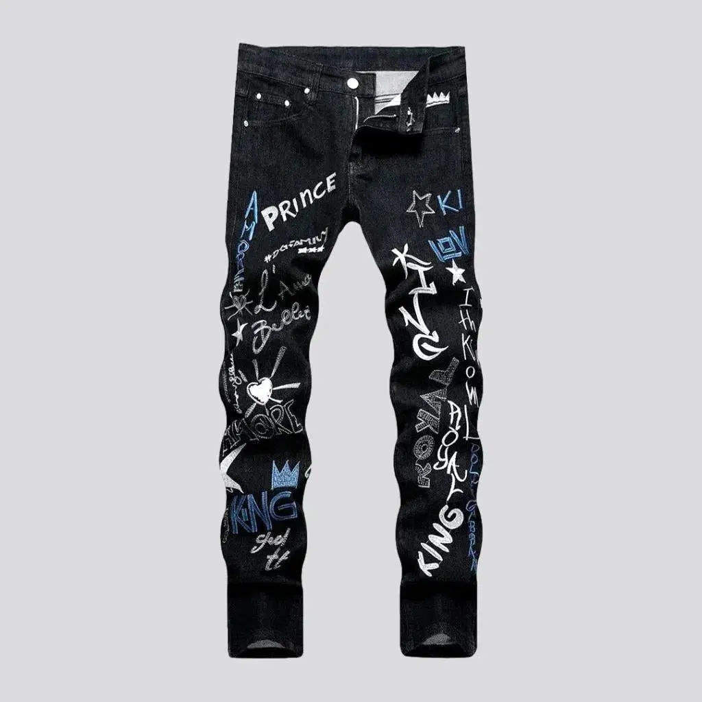 All-over-print men's y2k jeans