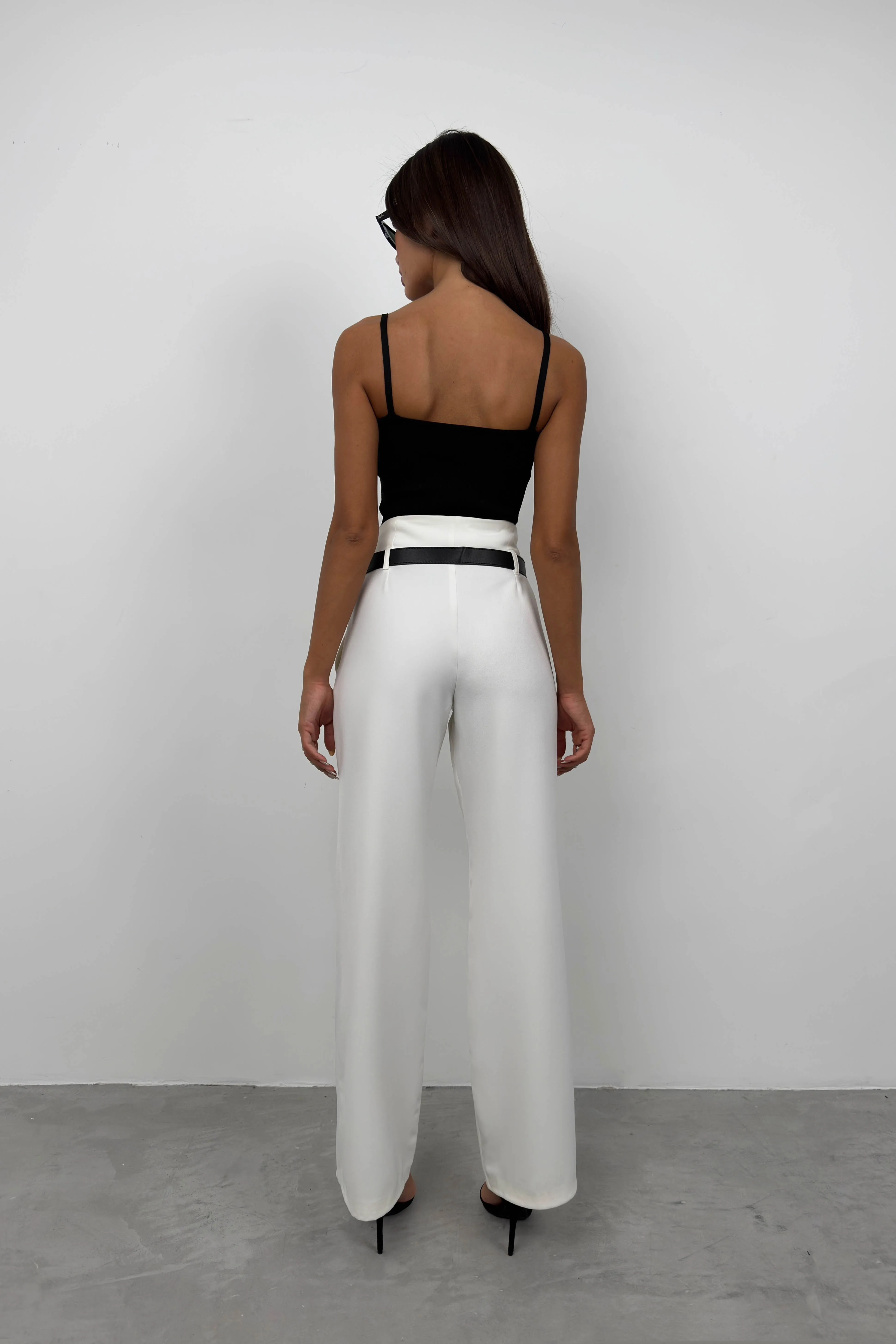 Belt Detail High Waist Trousers