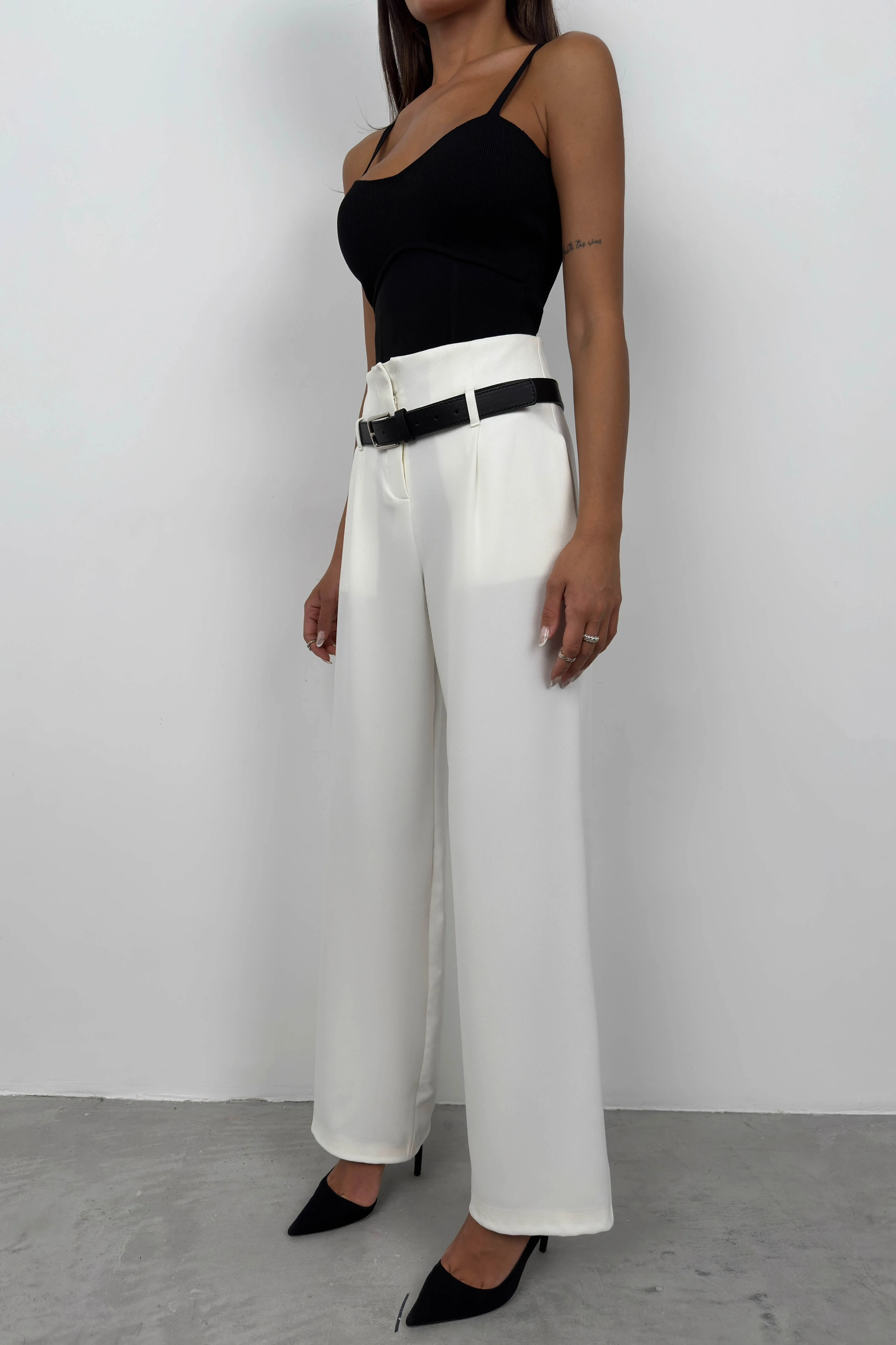 Belt Detail High Waist Trousers