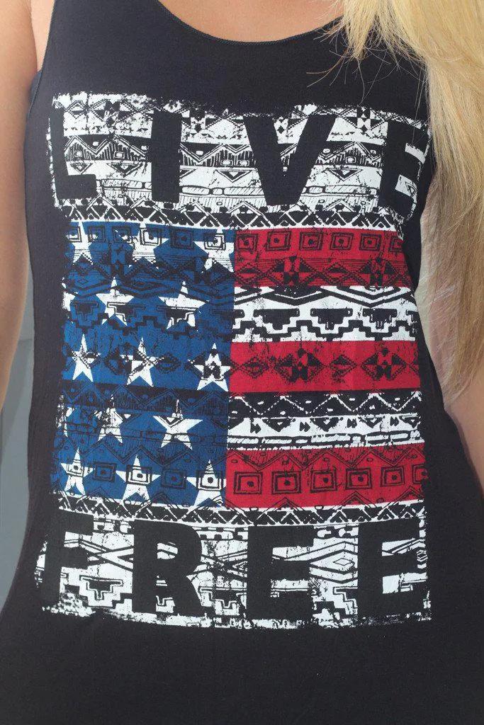 Black "Live Free" Tank Top