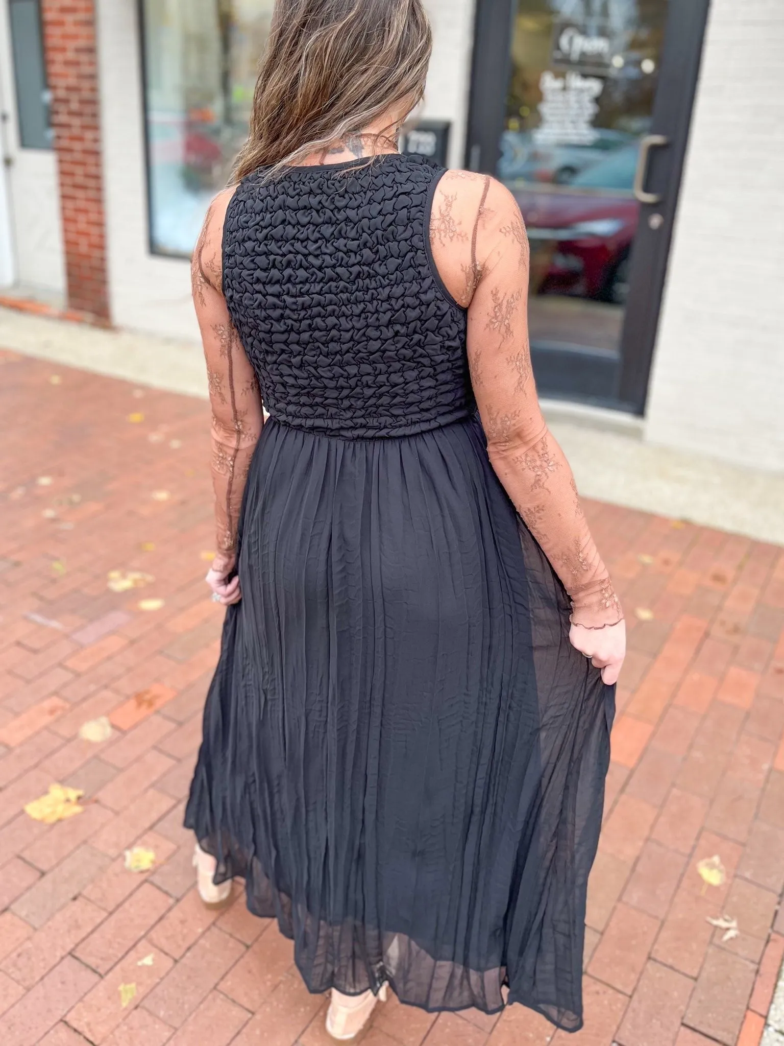 Black Textured Tank Dress