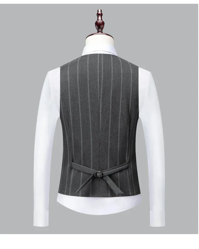 Blazers Jacket Pants Vest / 2023 Fashion New Men's Casual Boutique Business British Plaid Striped Suit Coat Trousers Waistcoat