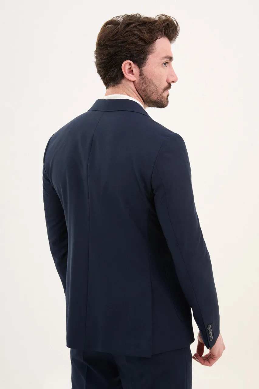 Bojoni Pezza Slim Fit Navy Double Breasted Blazer