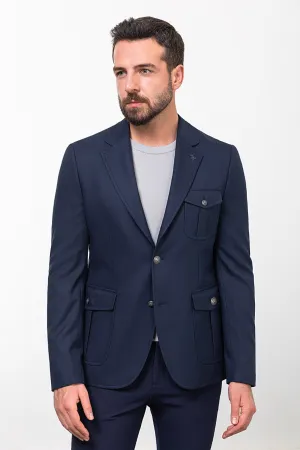 Bojoni Torretta Slim Fit Navy Blue Blazer