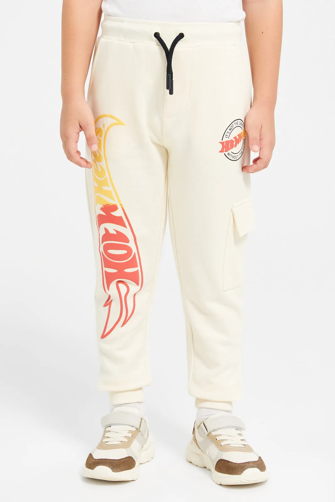 Boys Ivory Hot Wheels Track Pants