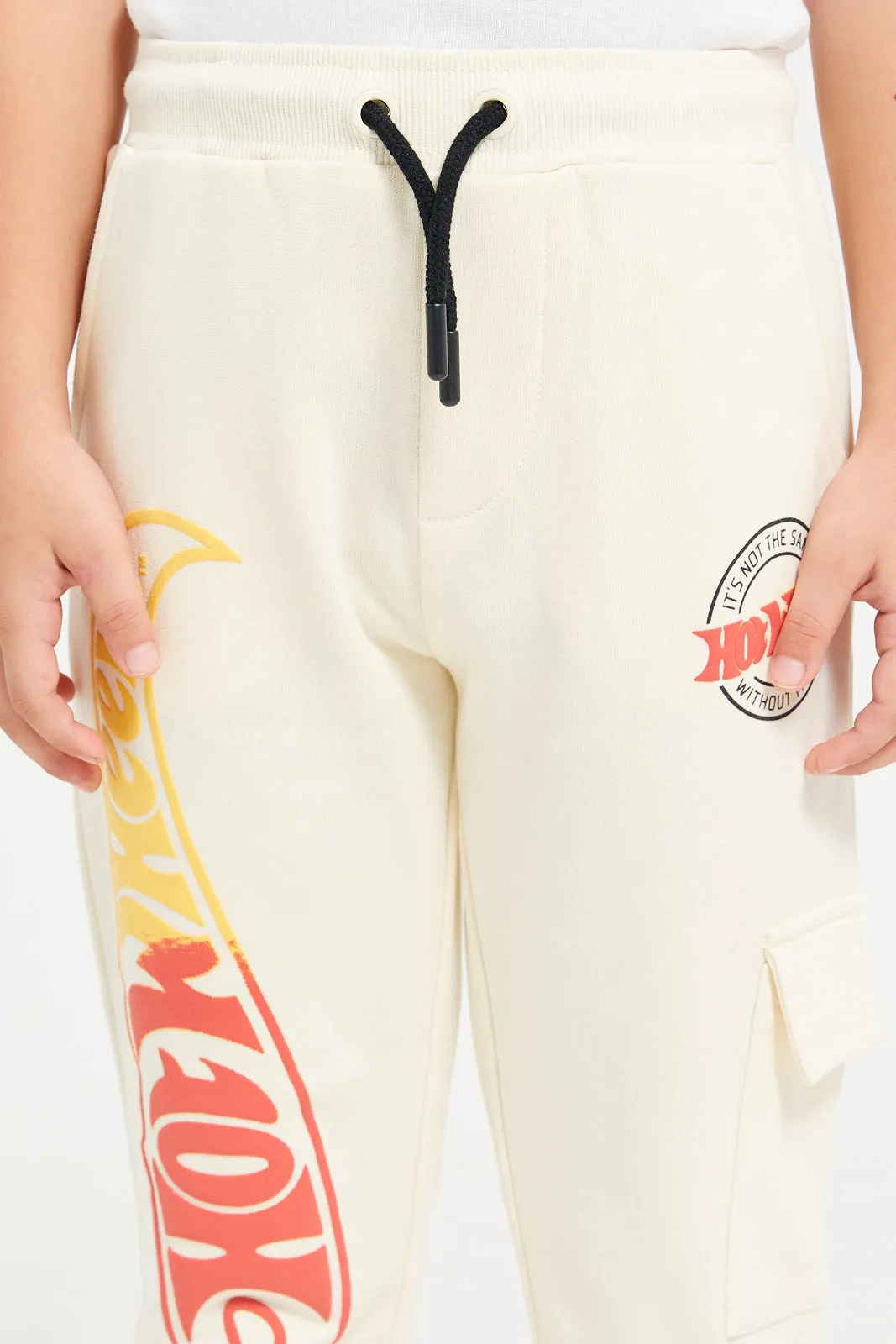 Boys Ivory Hot Wheels Track Pants