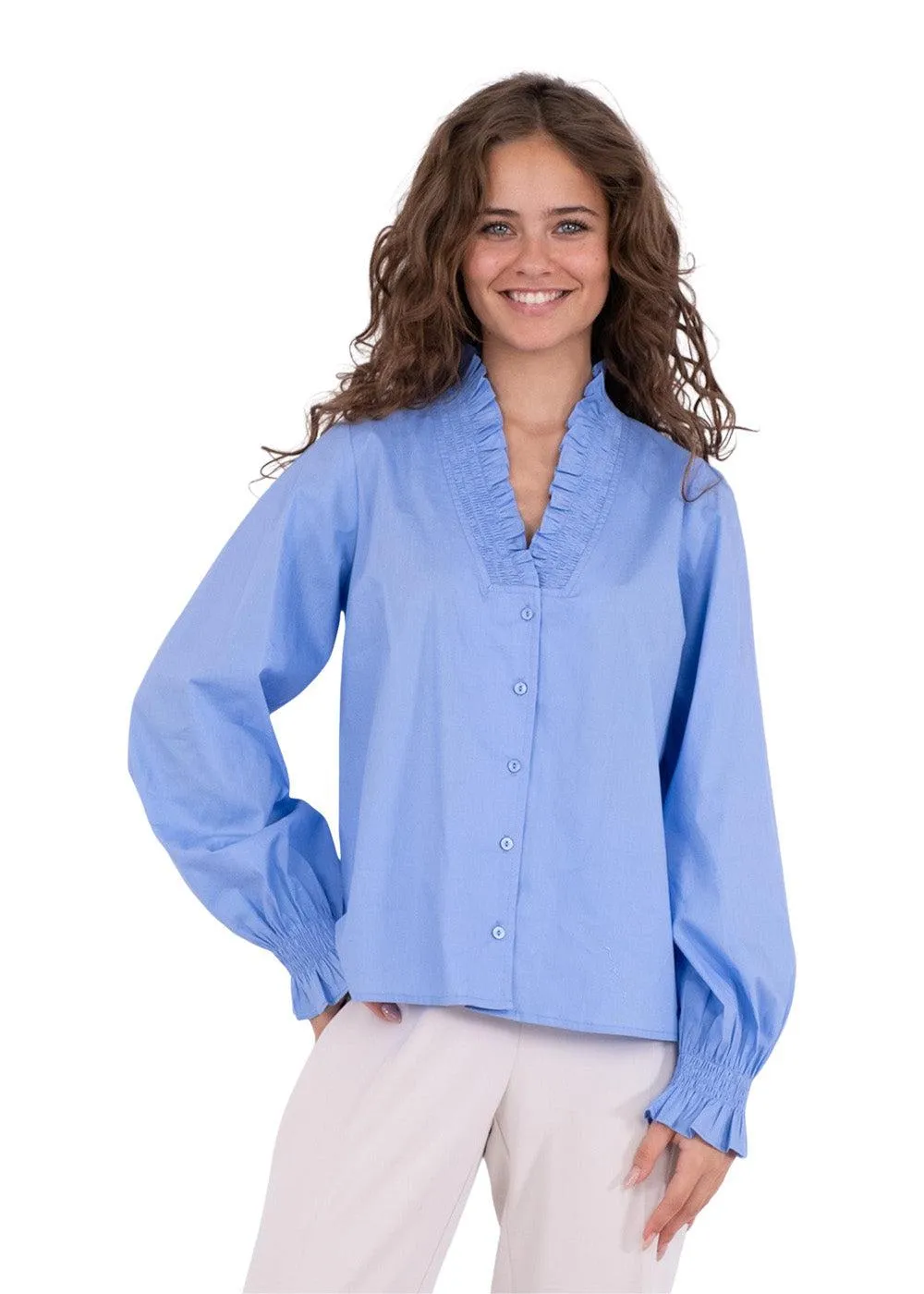 Brielle Solid Shirt - Sky Blue