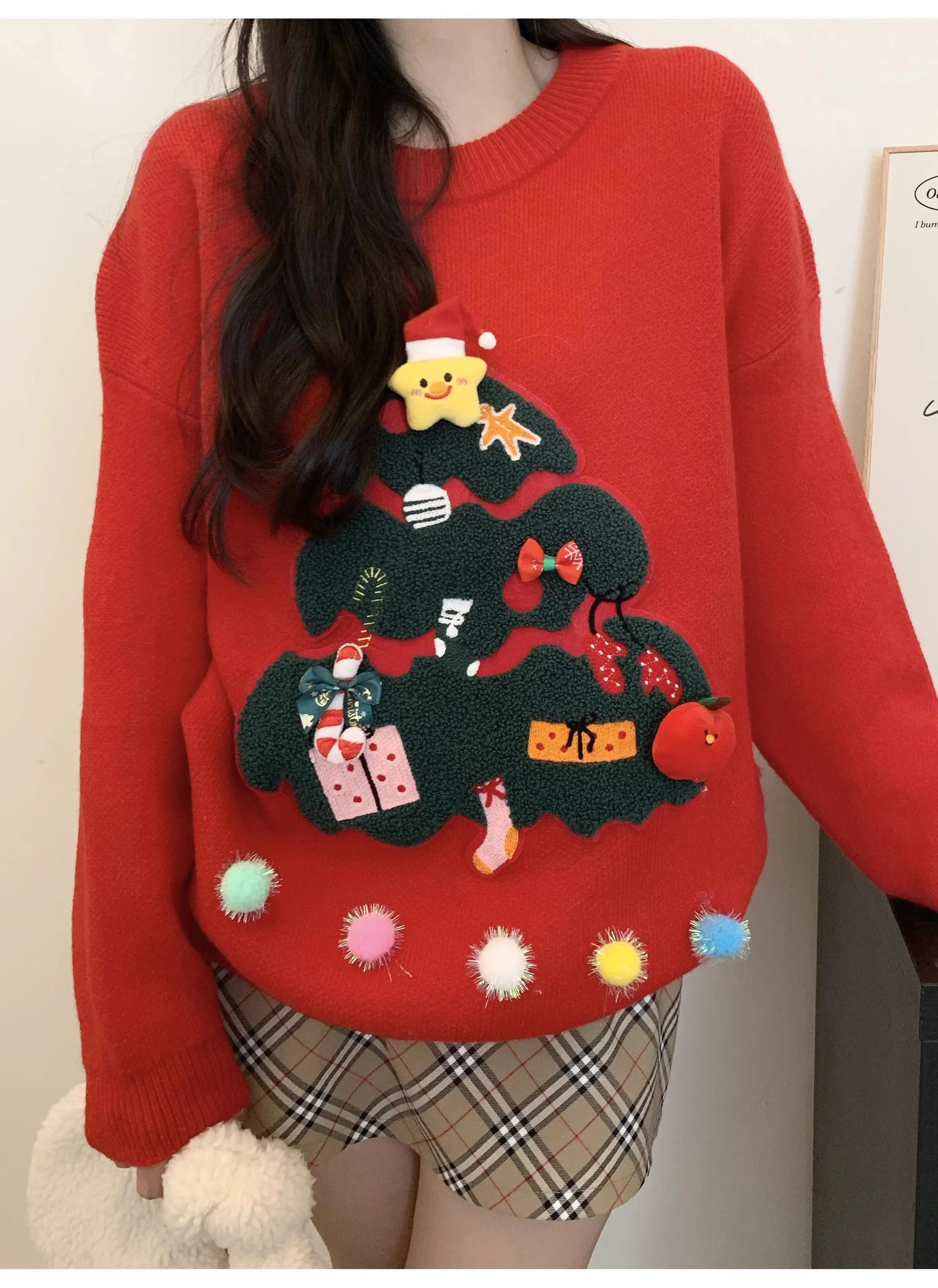 Christmas tree sweater design knitted top     S4737