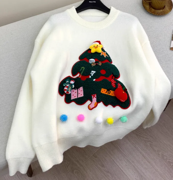 Christmas tree sweater design knitted top     S4737