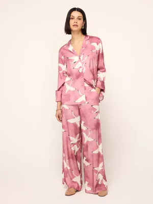 Cosima Pink Swans Print Trousers