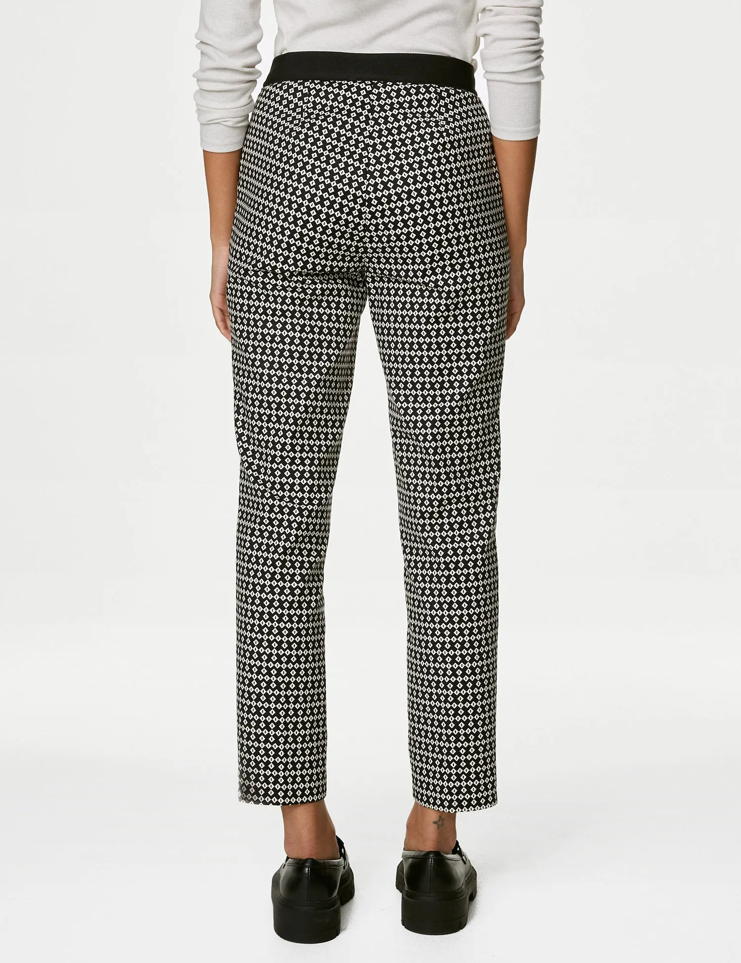 Cotton Rich Printed Slim Fit Trousers