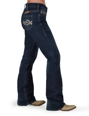 Cowgirl Tuff Laredo Natural Waist Bootcut Jean - Dark Wash - Laredo