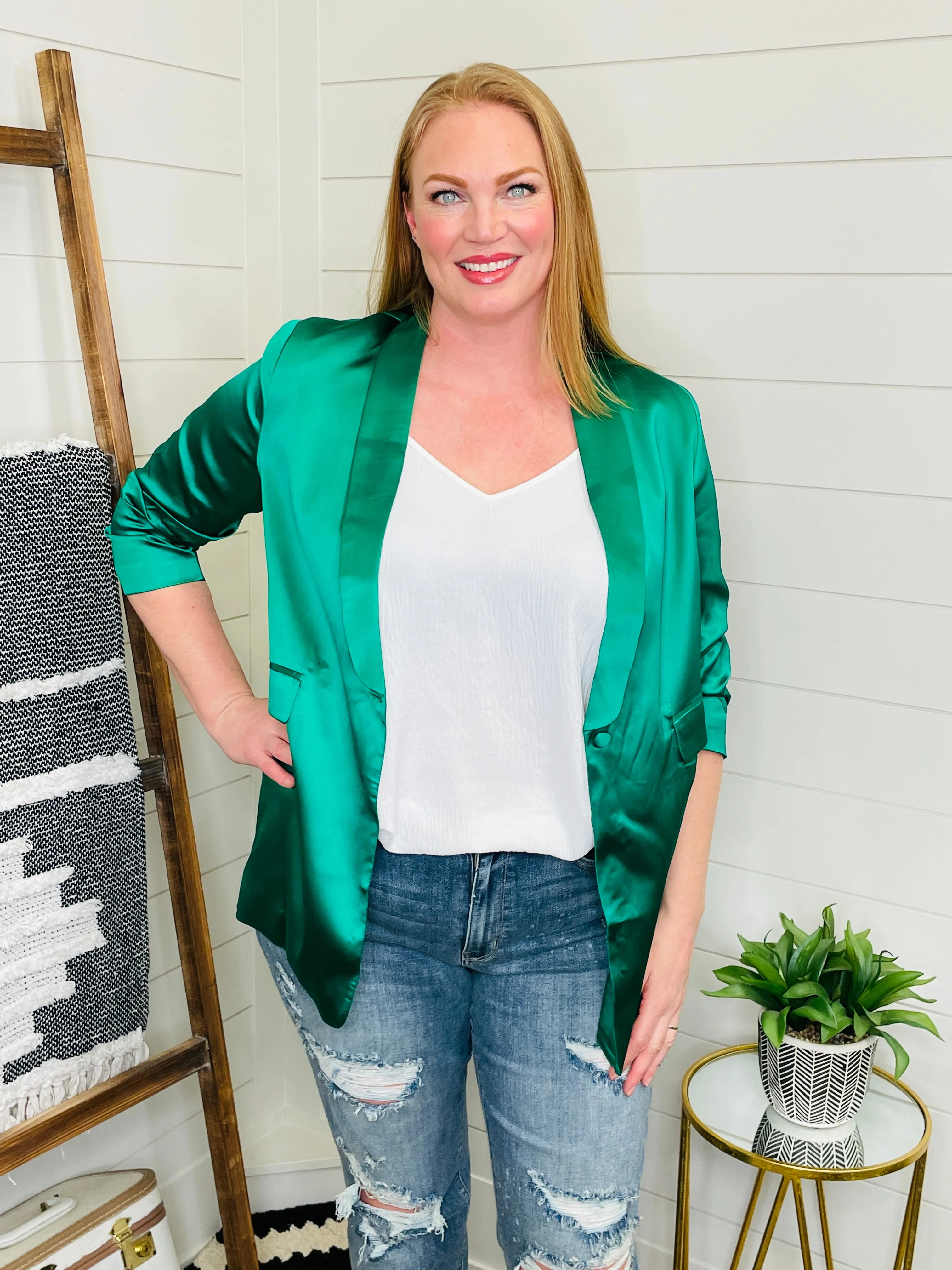 Emerald City Satin Blazer