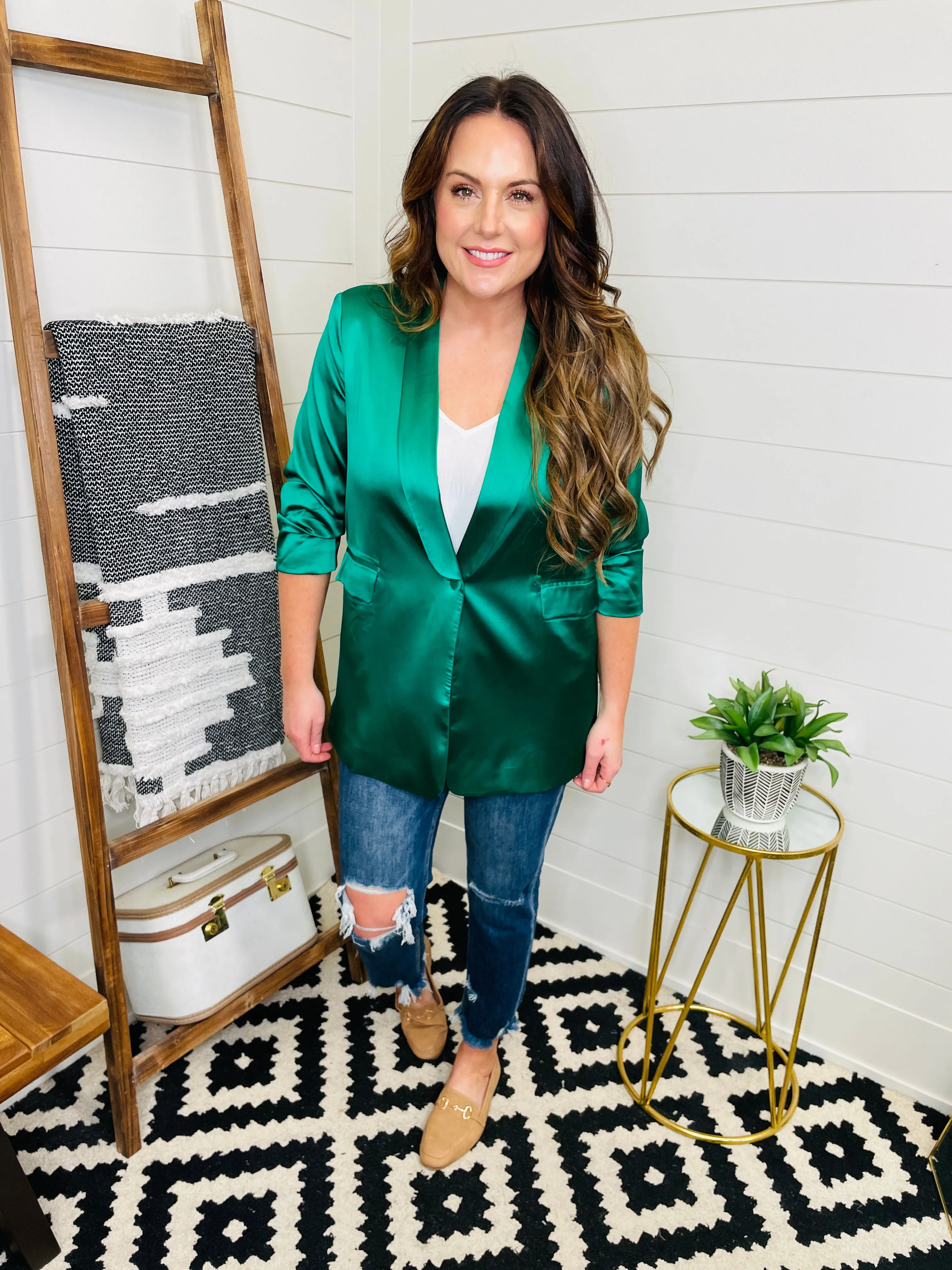 Emerald City Satin Blazer