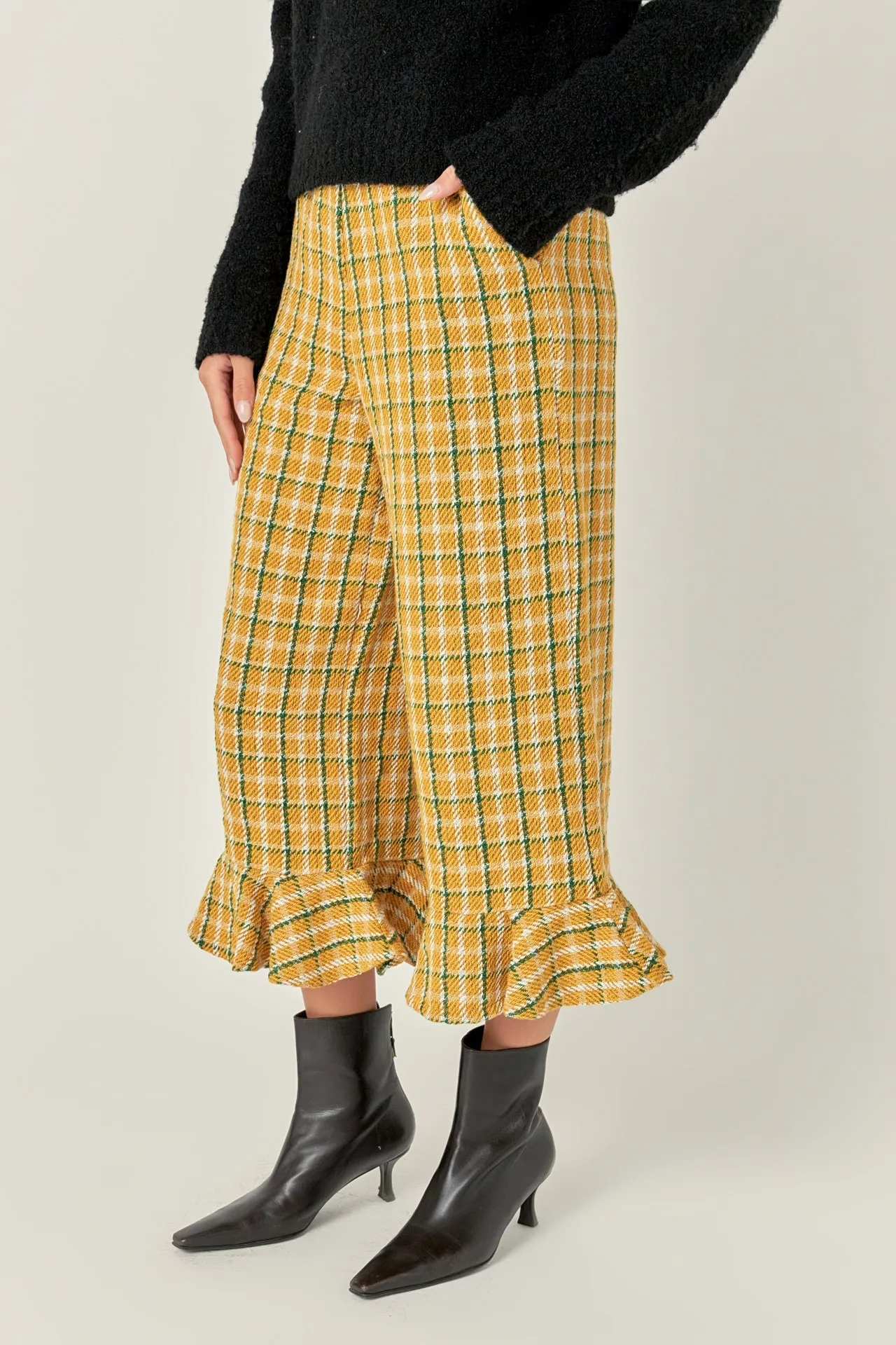 English Factory - Tweed Wide Leg Culotte Pants