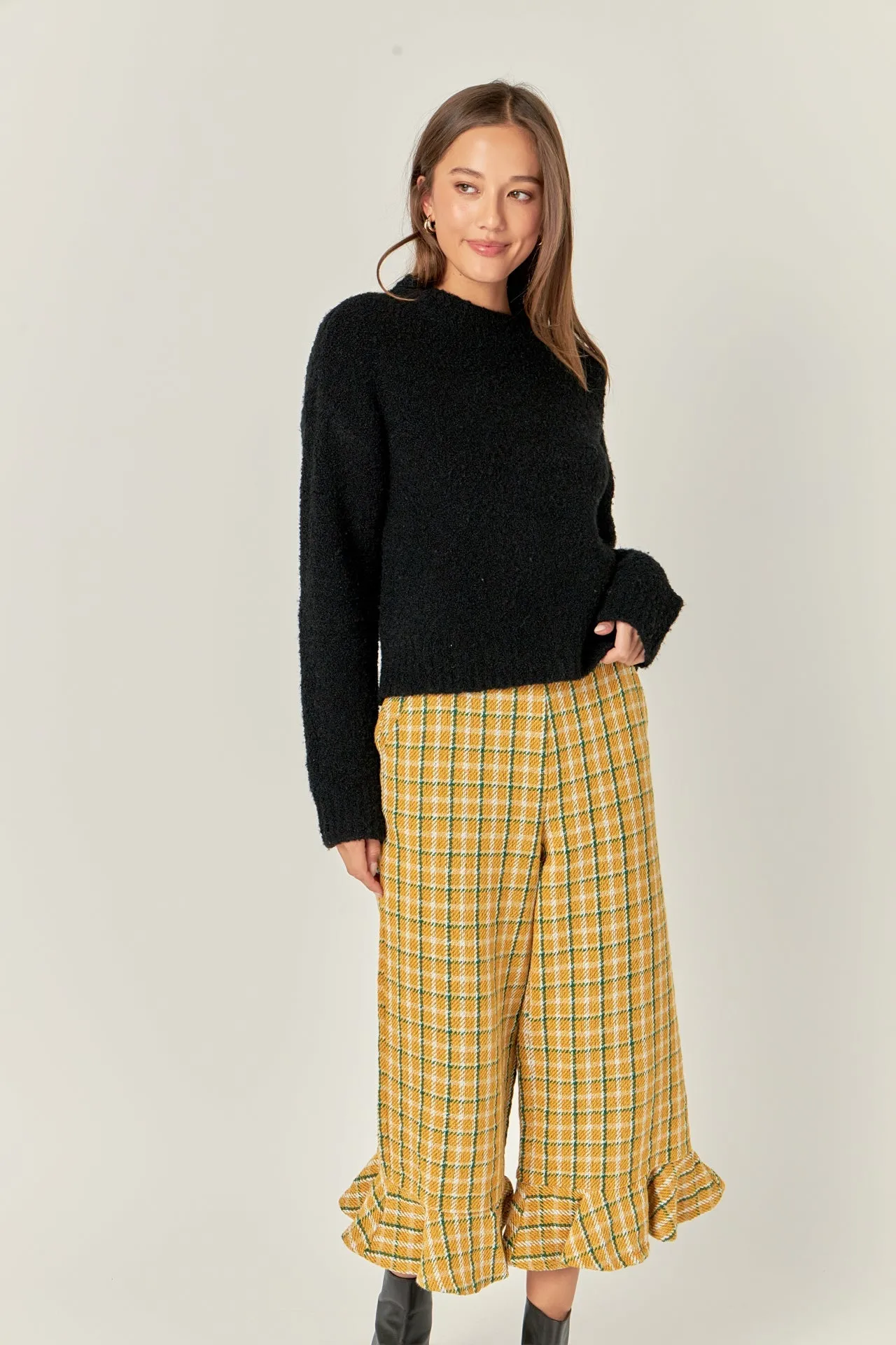 English Factory - Tweed Wide Leg Culotte Pants