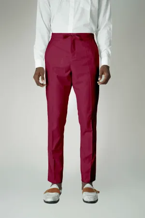 Extended Length Long Sleeve Wool Pants in Burgundy