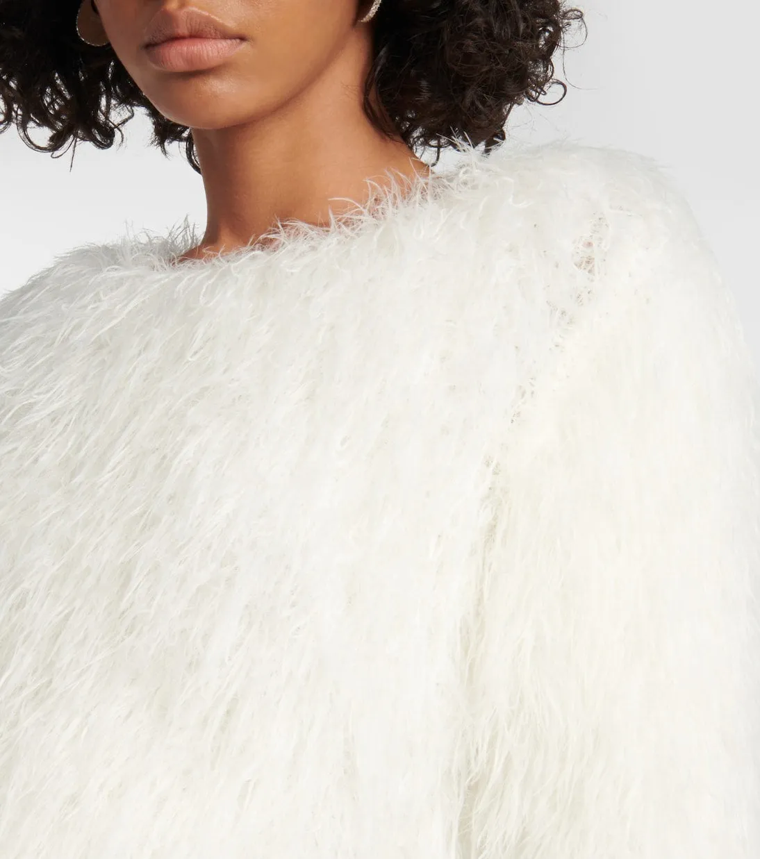 Fluffy knitted sweater Coperni, white