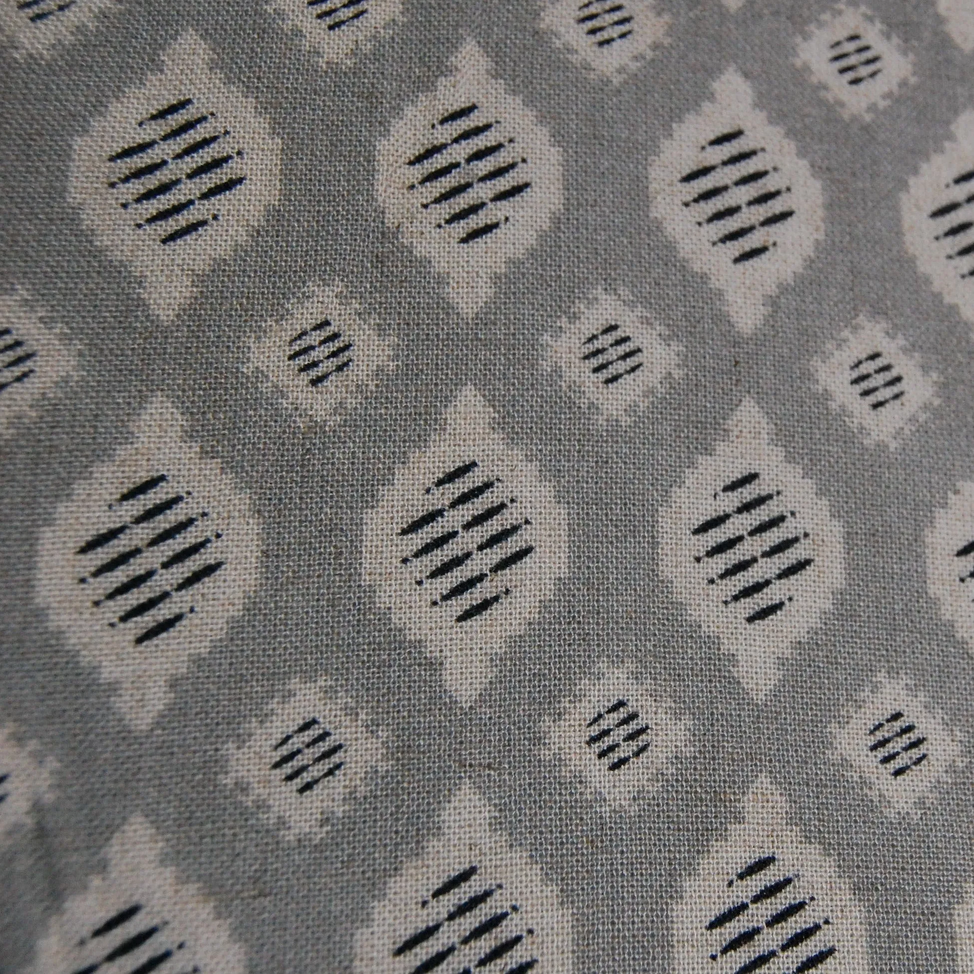 Grey Geometrical Print Cotton Linen Fabric