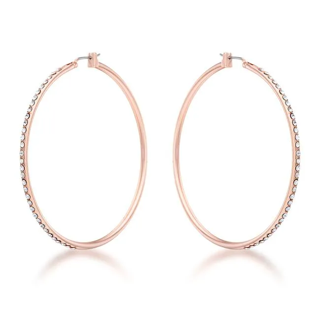 Gwen Large CZ Rose Gold Hoop Earrings