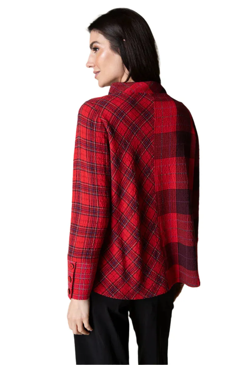 Habitat 40795 Girl Gone Plaid Button Cuff Top