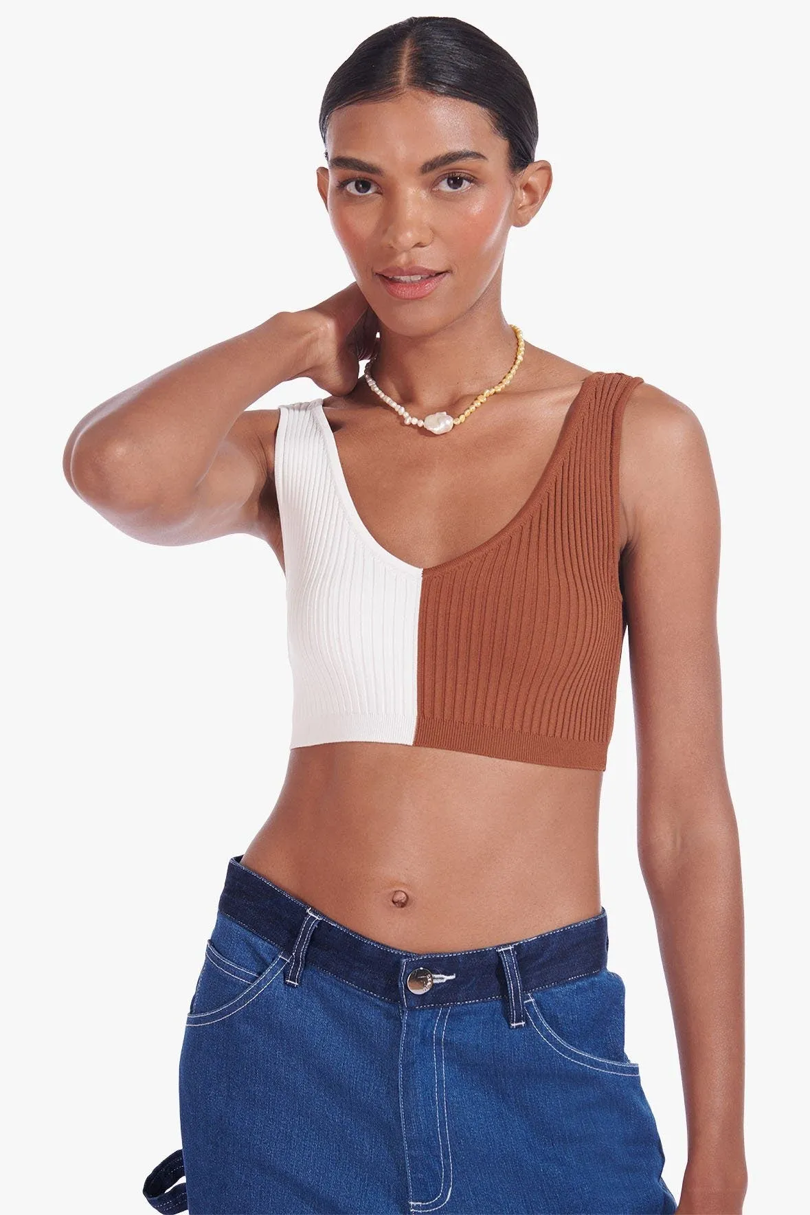 HANA TOP | TAN WHITE