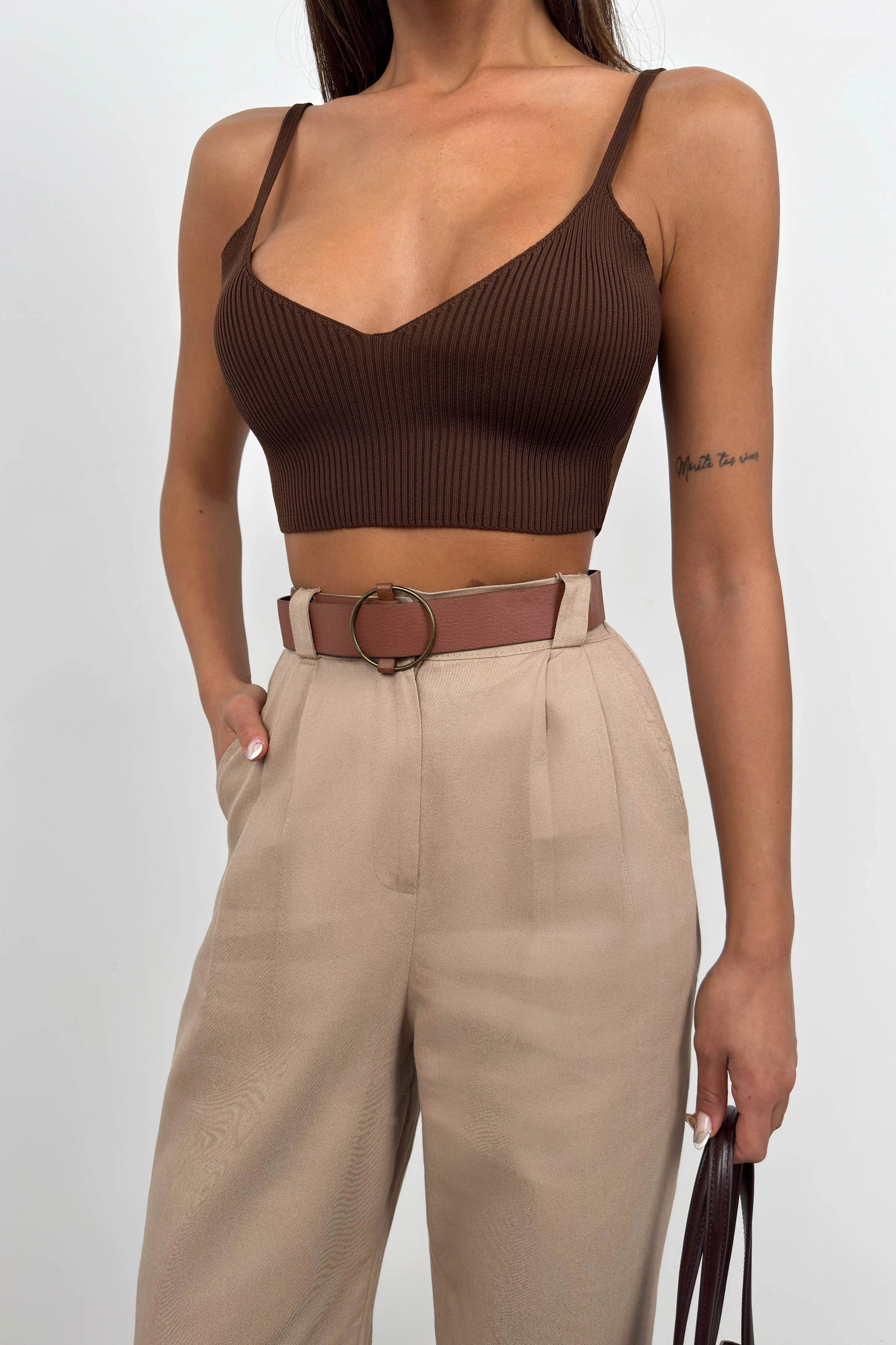 High Waist Palazzo Trousers With Belt