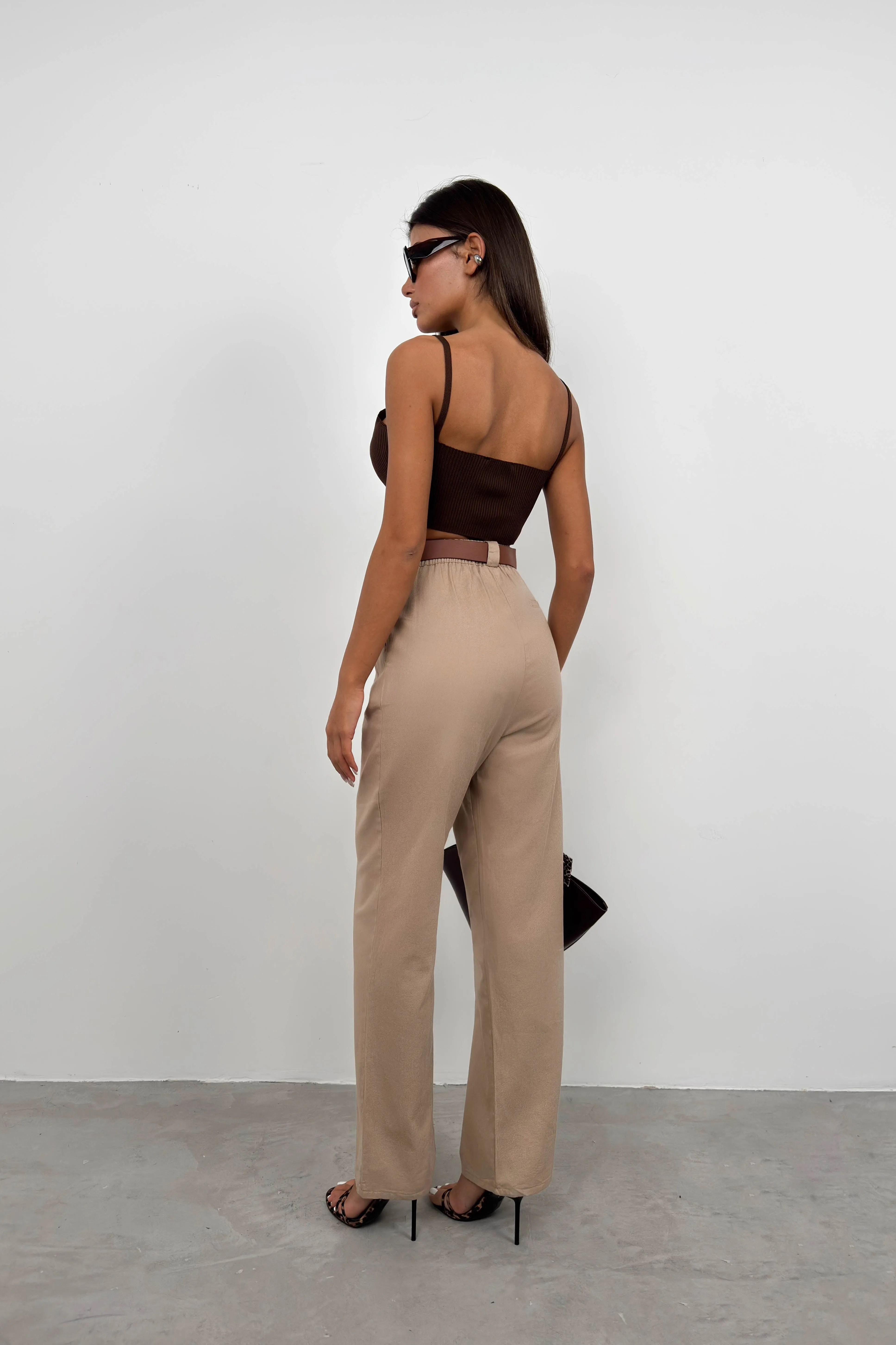 High Waist Palazzo Trousers With Belt