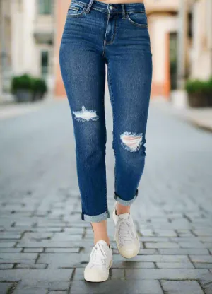 Judy Blue Mid Rise Slim Destroyed Jeans