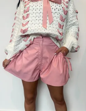 Just a Girl Pleated Shorts - Blush