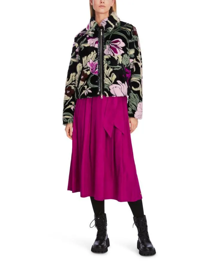 Marc Cain Floral Faux Fur Bomber Jacket