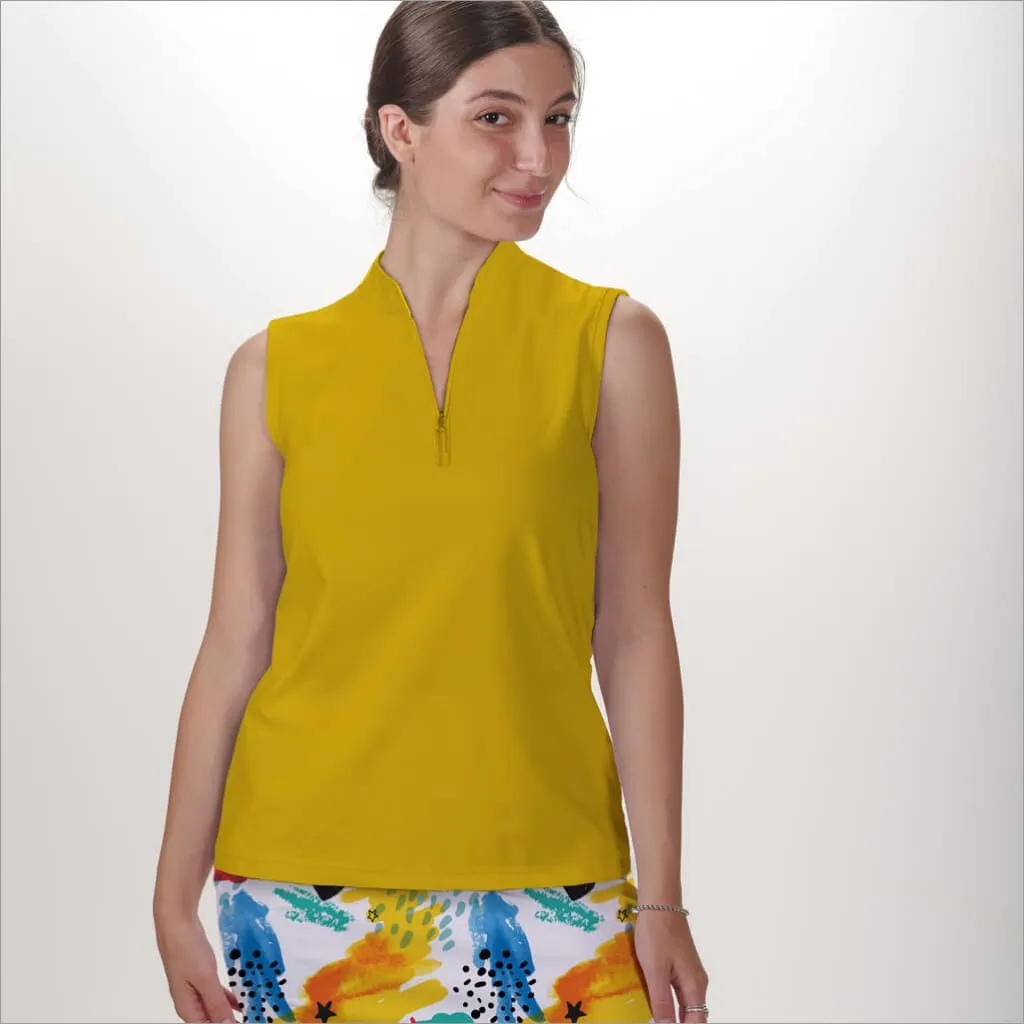 MARIGOLD SLEEVELESS QUARTER ZIP TOP