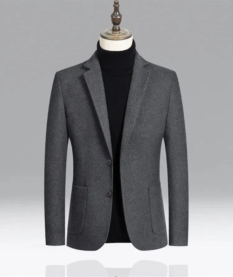 Men's Wool Blazers Male Suit Jacket Oversized Solid Business Casual Winter Jacket Men Clothing Wedding Suit Coat 4XL BFJ002