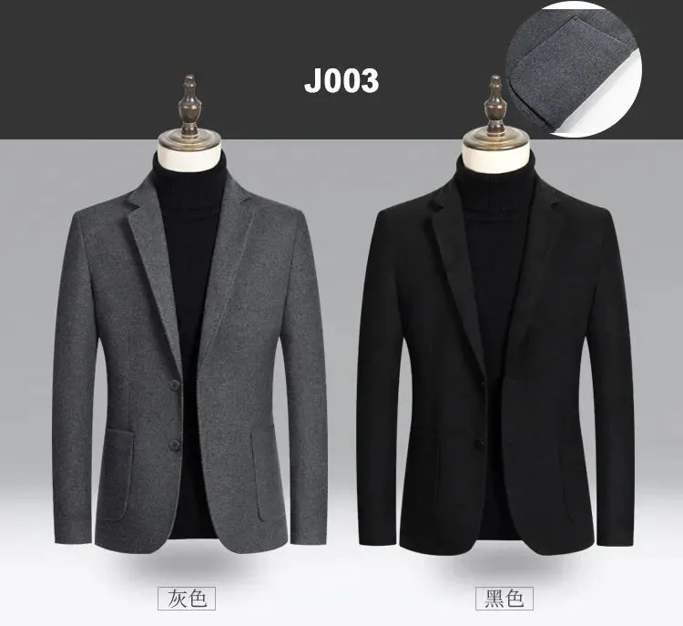 Men's Wool Blazers Male Suit Jacket Oversized Solid Business Casual Winter Jacket Men Clothing Wedding Suit Coat 4XL BFJ002