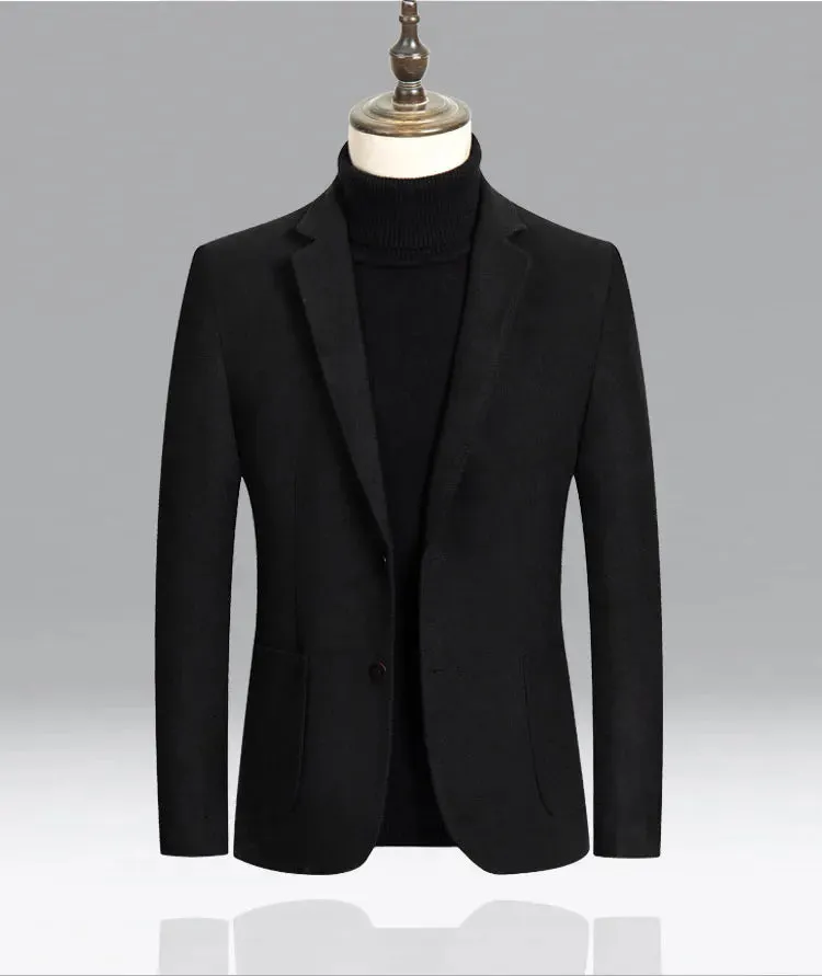 Men's Wool Blazers Male Suit Jacket Oversized Solid Business Casual Winter Jacket Men Clothing Wedding Suit Coat 4XL BFJ002