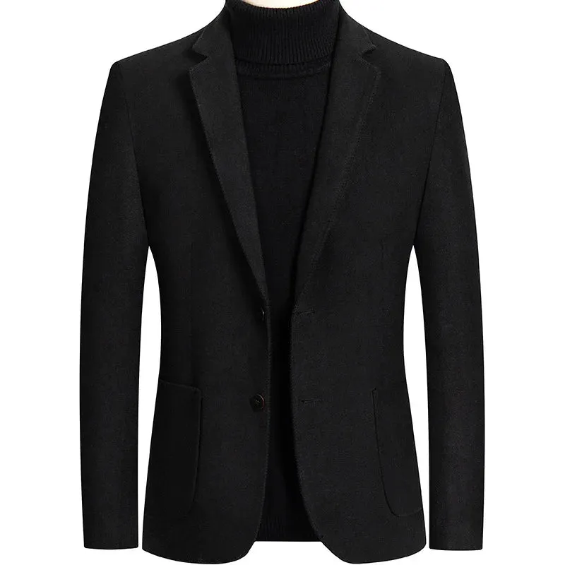 Men's Wool Blazers Male Suit Jacket Oversized Solid Business Casual Winter Jacket Men Clothing Wedding Suit Coat 4XL BFJ002