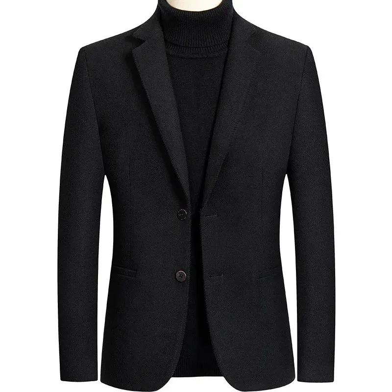 Men's Wool Blazers Male Suit Jacket Oversized Solid Business Casual Winter Jacket Men Clothing Wedding Suit Coat 4XL BFJ002