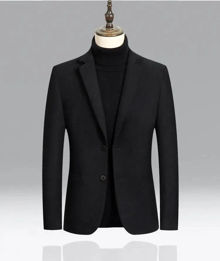 Men's Wool Blazers Male Suit Jacket Oversized Solid Business Casual Winter Jacket Men Clothing Wedding Suit Coat 4XL BFJ002