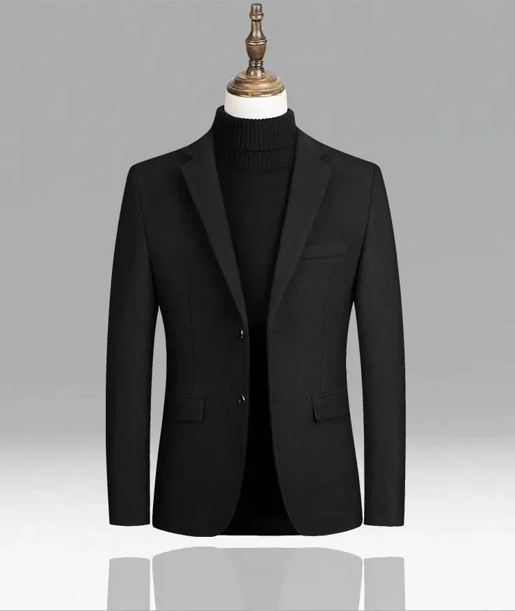 Men's Wool Blazers Male Suit Jacket Oversized Solid Business Casual Winter Jacket Men Clothing Wedding Suit Coat 4XL BFJ002