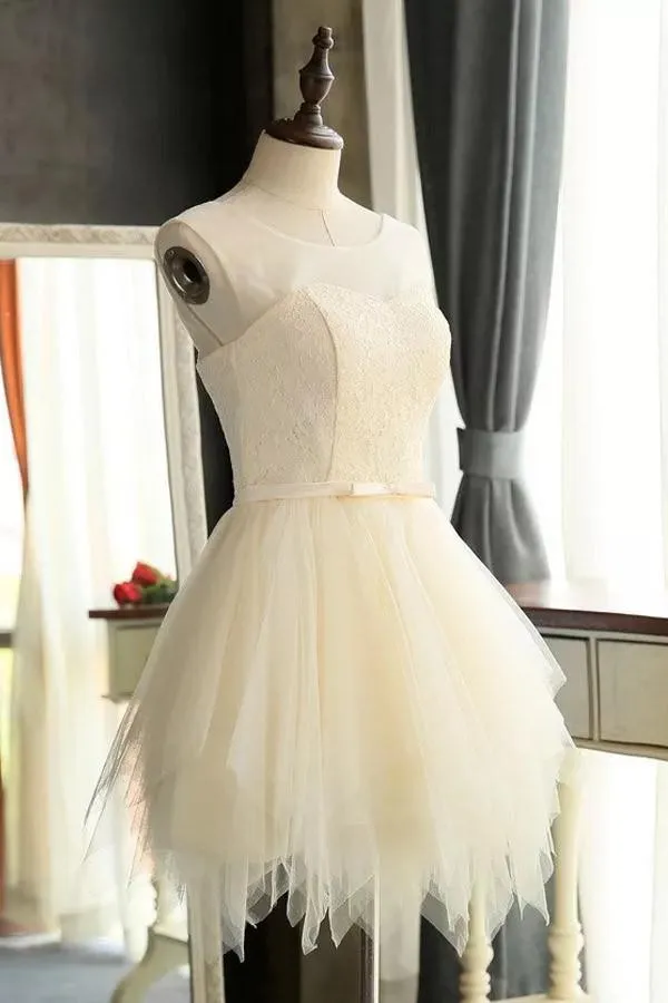 Mini Charming Tulle Short Prom Dresses Homecoming Dresses PG127