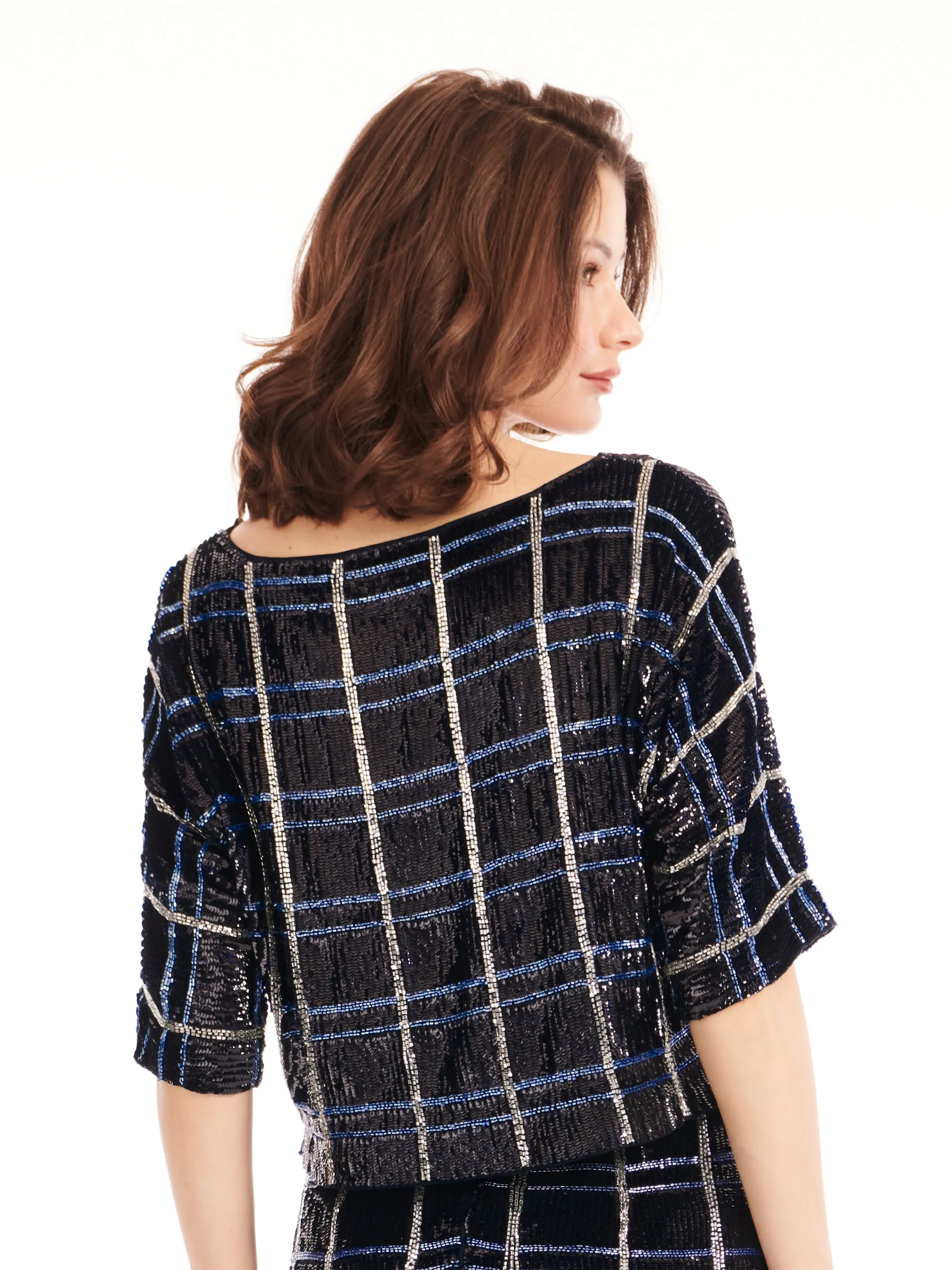 NAVY PLAID DOLMAN