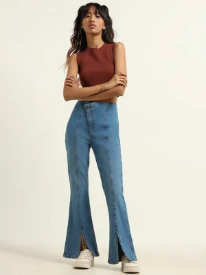 Nuon Blue Wide Leg - Fit Mid Rise Jeans