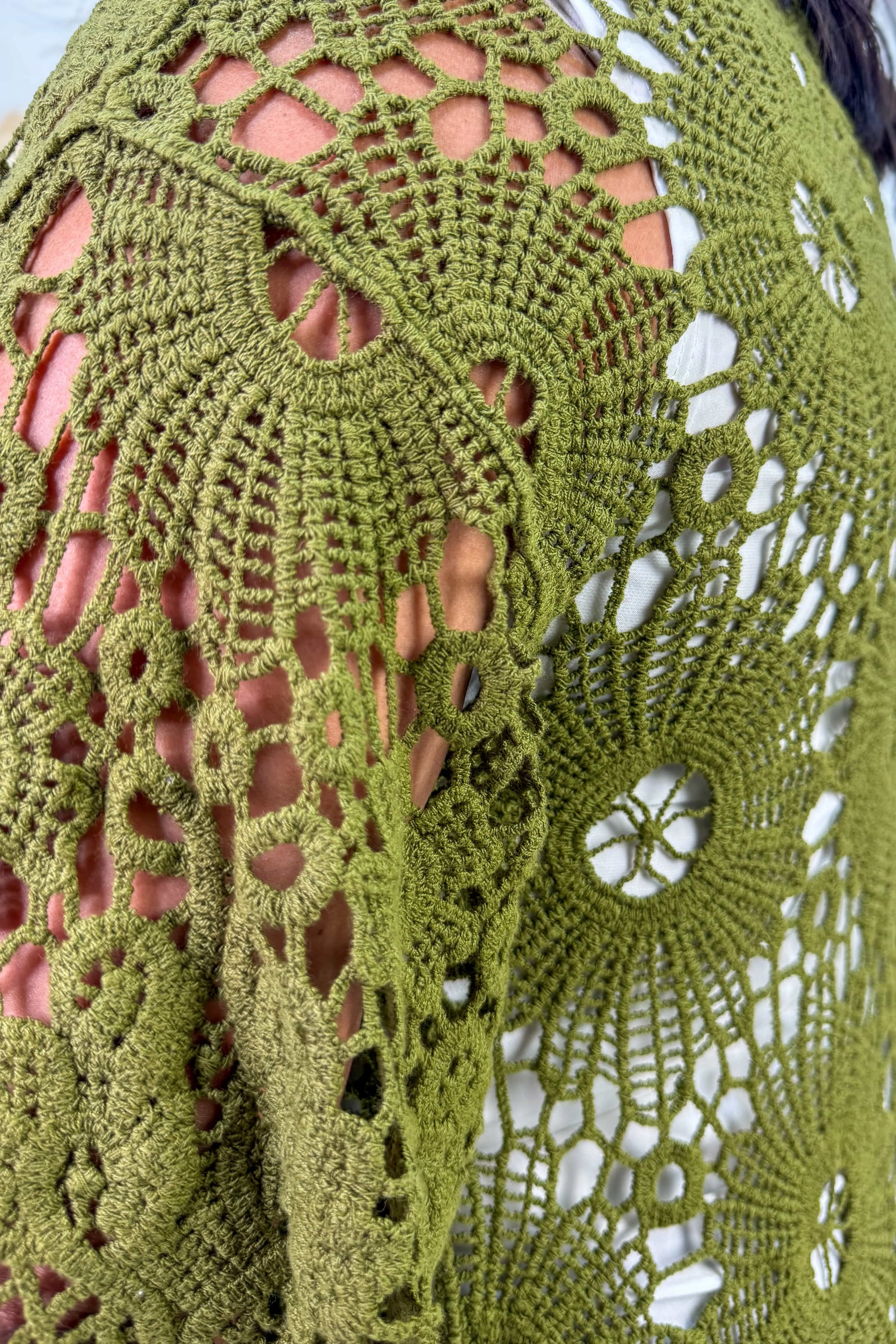 Olive Crochet Kimono