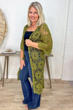 Olive Crochet Kimono