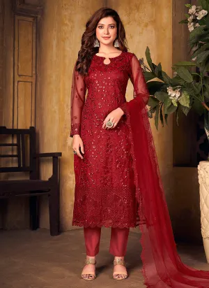 Red Sequence Traditional Pakistani Salwar Kameez