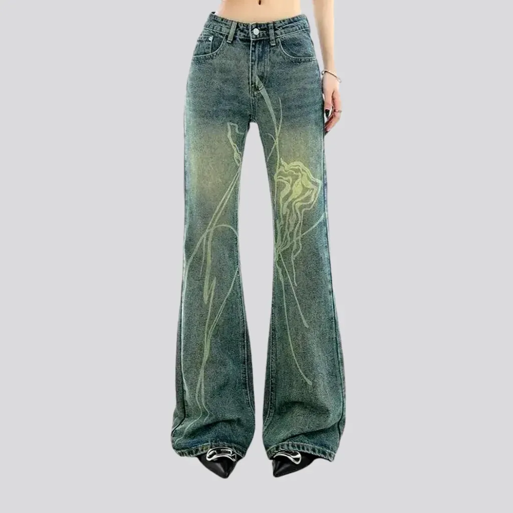 Retro flared high-rise women's jeans